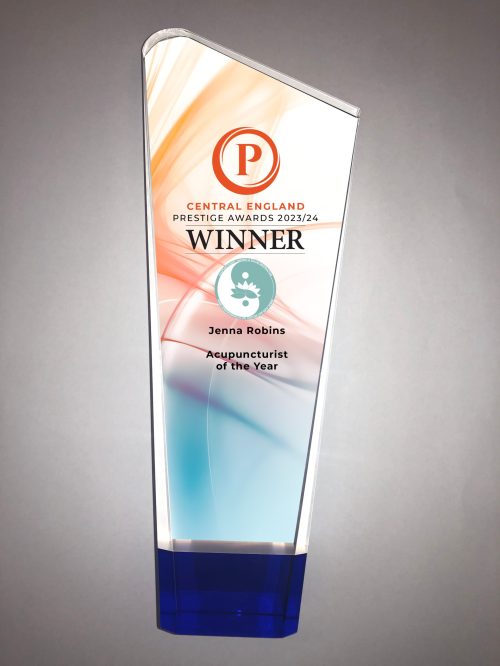 jenna_award Central England Prestige Awards 2023/24 Winner - Jenna Robins, Acupuncturist of the Year